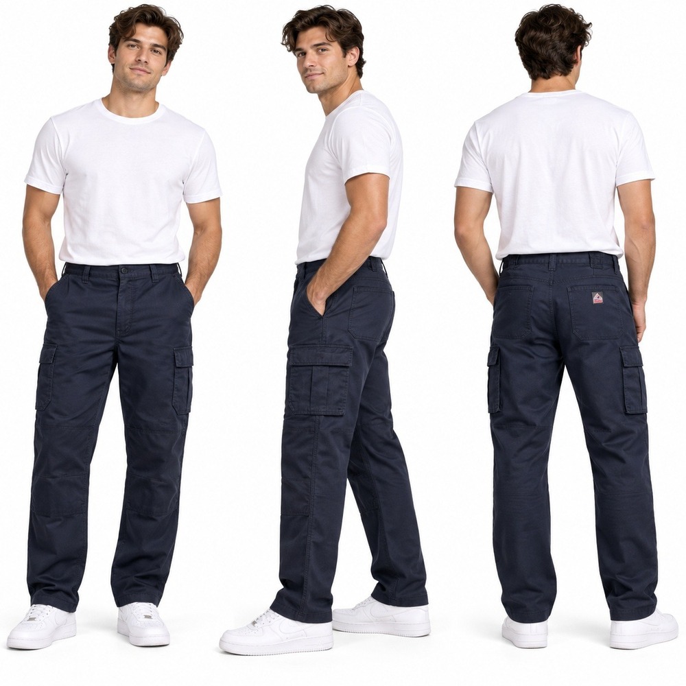 Bulwark Cargo Pants Mens 42x34 Navy FR Flame Resistant QP14NV3 Workwear Safety